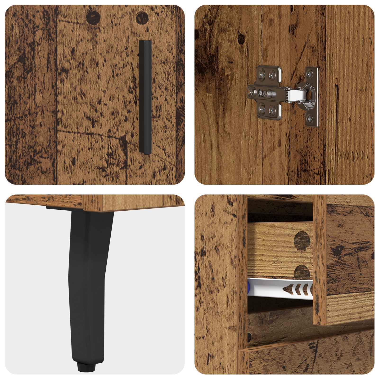 Hoge kast met lade 2 pcs Oudhout Bewerkt hout is nu te koop bij PeponiXL, paradijselijk wonen!