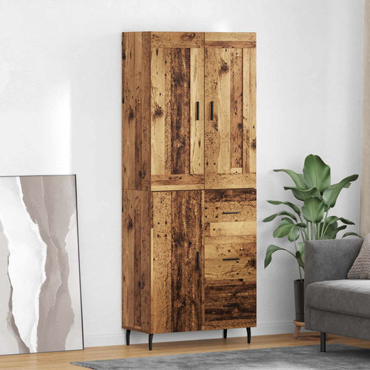 Hoge kast met lade 2 pcs Oudhout Bewerkt hout is nu te koop bij PeponiXL, paradijselijk wonen!