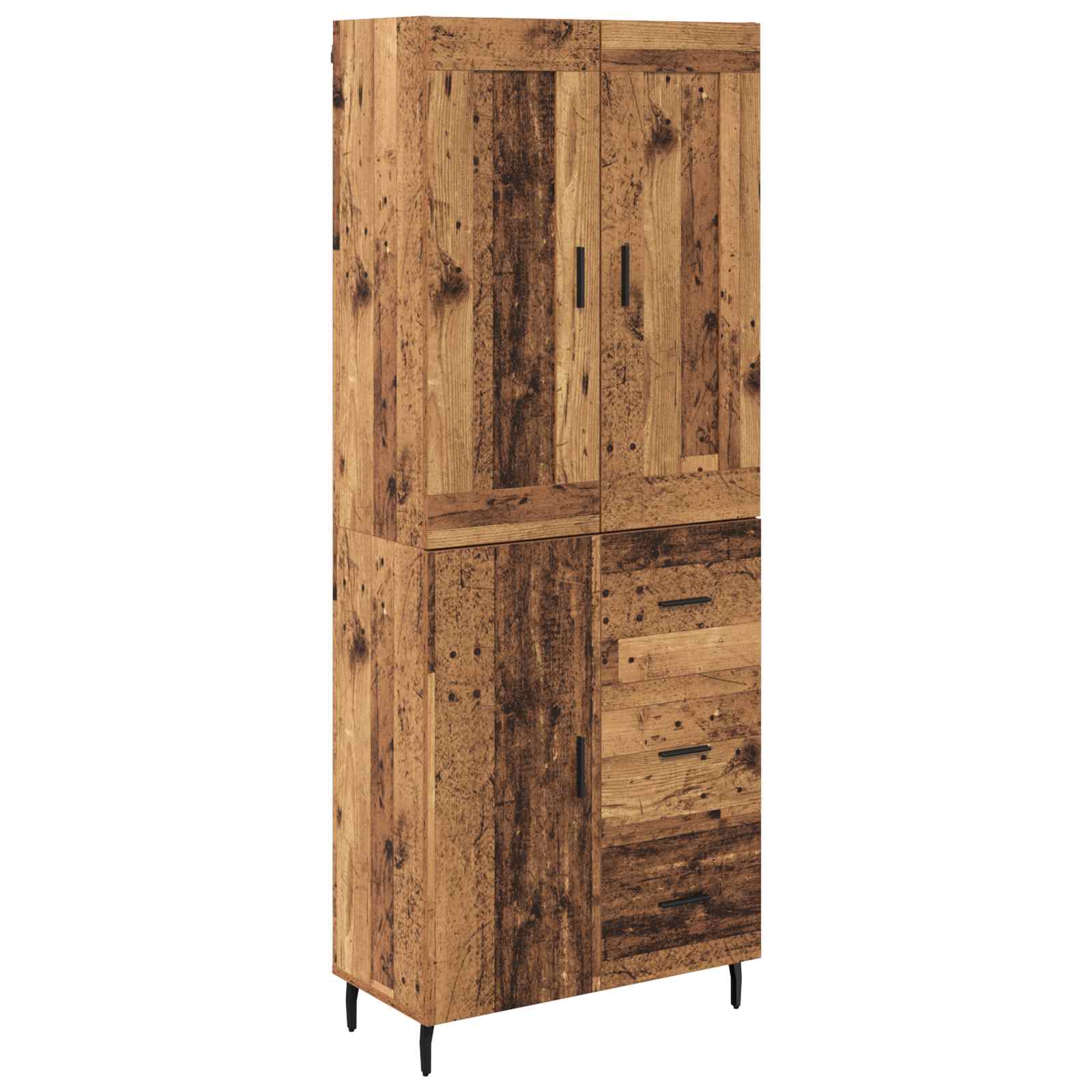 Hoge kast met lade 2 pcs Oudhout Bewerkt hout is nu te koop bij PeponiXL, paradijselijk wonen!