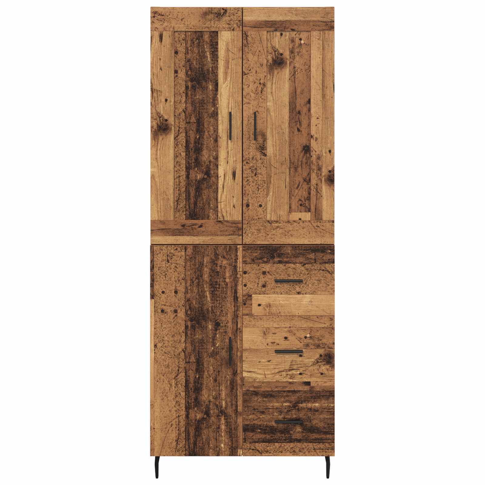 Hoge kast met lade 2 pcs Oudhout Bewerkt hout is nu te koop bij PeponiXL, paradijselijk wonen!