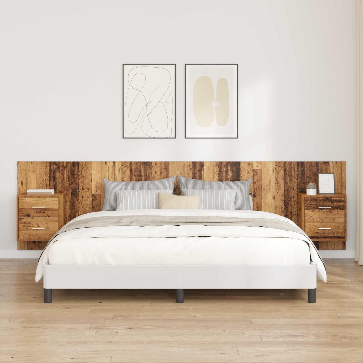 Hoofdbord Met Kast met lade 3 pcs Oud Hout Bewerkt hout is nu te koop bij PeponiXL, paradijselijk wonen!