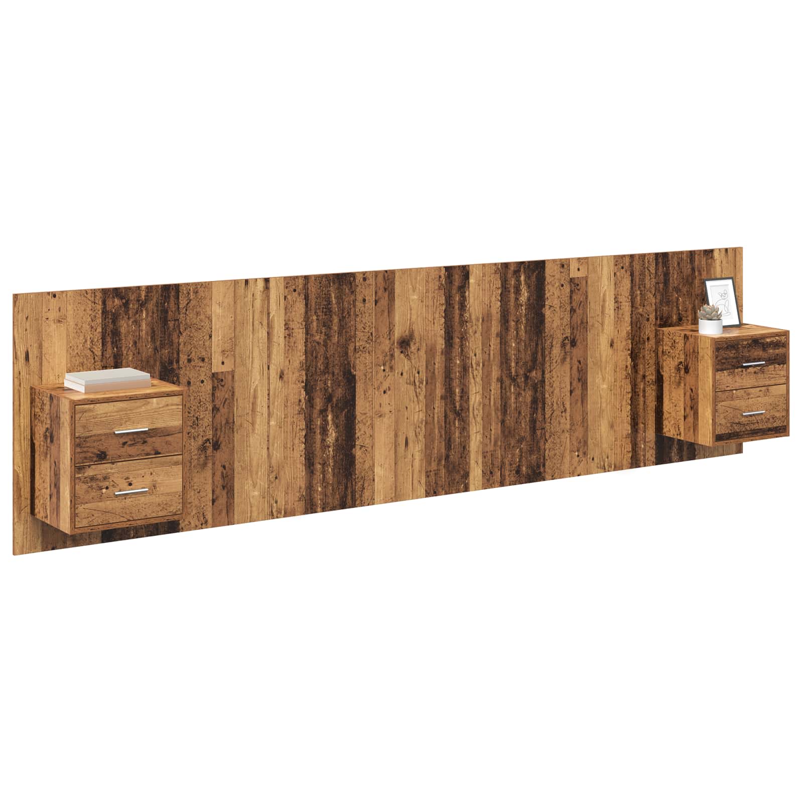 Hoofdbord Met Kast met lade 3 pcs Oud Hout Bewerkt hout is nu te koop bij PeponiXL, paradijselijk wonen!