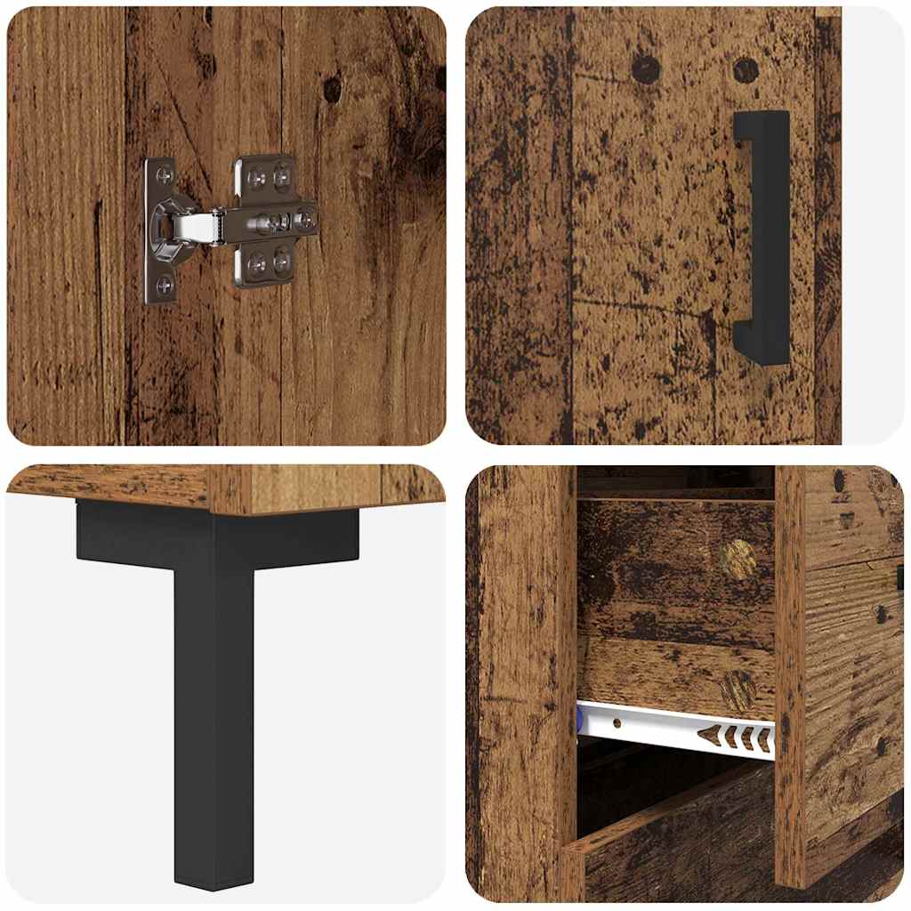 Highboard met lade Oud Hout 69,5 x 34 x 180 cm Bewerkt hout is nu te koop bij PeponiXL, paradijselijk wonen!