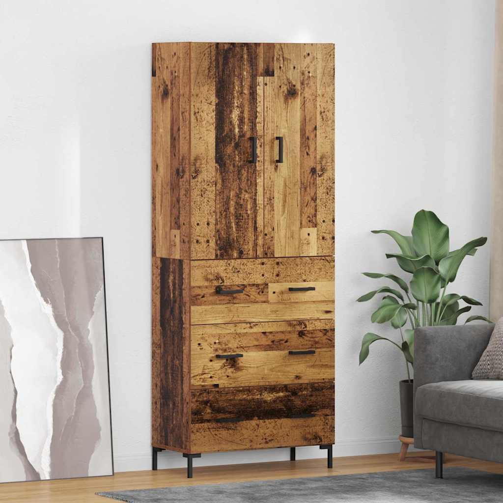 Highboard met lade Oud Hout 69,5 x 34 x 180 cm Bewerkt hout is nu te koop bij PeponiXL, paradijselijk wonen!