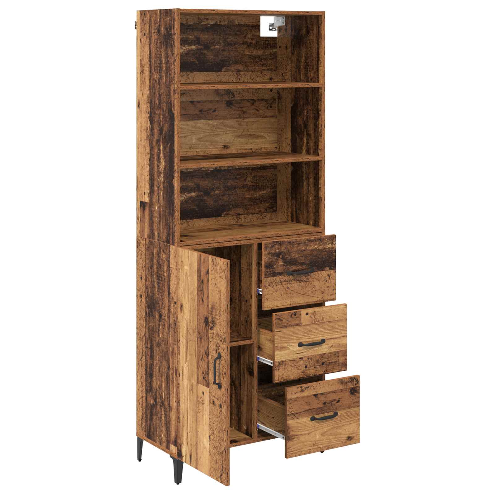 Hoge kast met lade Oud Hout 69,5 x 34 x 180 cm Bewerkt hout is nu te koop bij PeponiXL, paradijselijk wonen!
