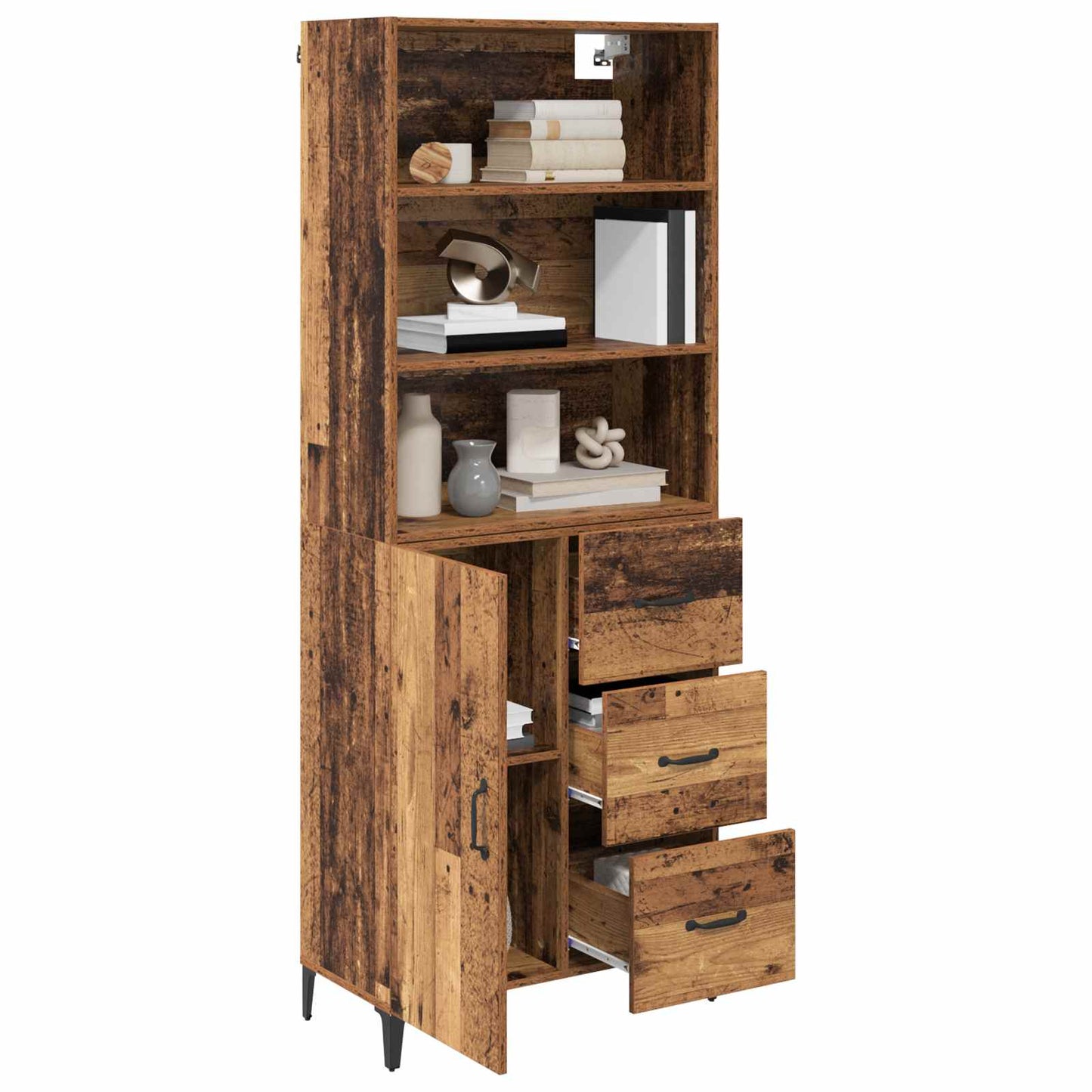 Hoge kast met lade Oud Hout 69,5 x 34 x 180 cm Bewerkt hout is nu te koop bij PeponiXL, paradijselijk wonen!