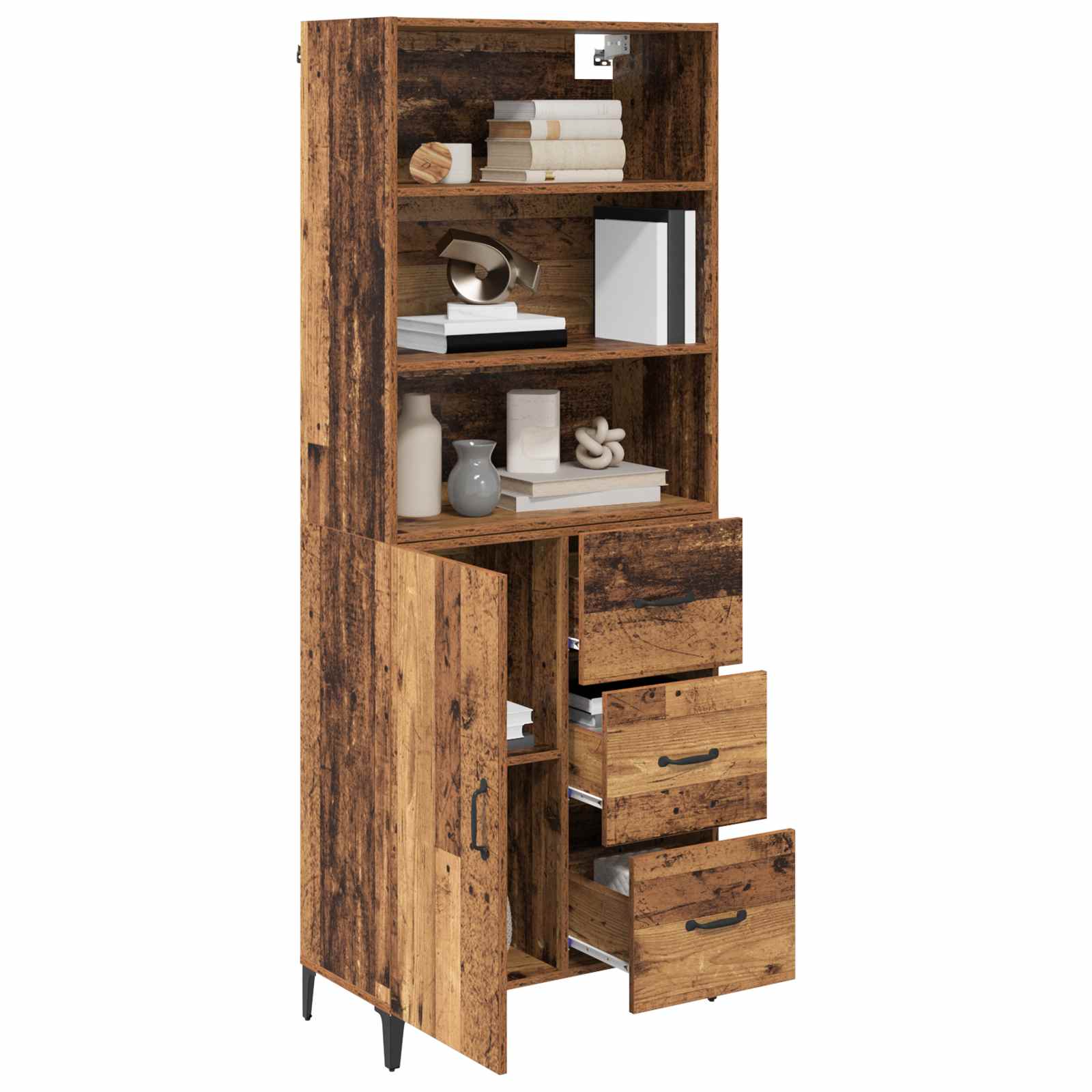 Hoge kast met lade Oud Hout 69,5 x 34 x 180 cm Bewerkt hout is nu te koop bij PeponiXL, paradijselijk wonen!