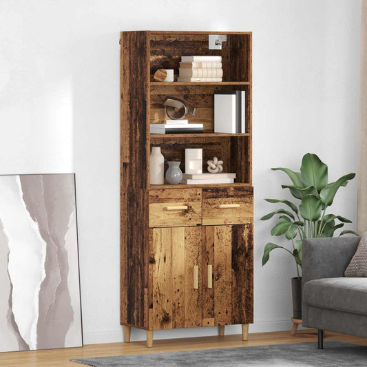 Hoge kast met lade Oud Hout 69,5 x 32,5 x 180 cm Bewerkt hout is nu te koop bij PeponiXL, paradijselijk wonen!