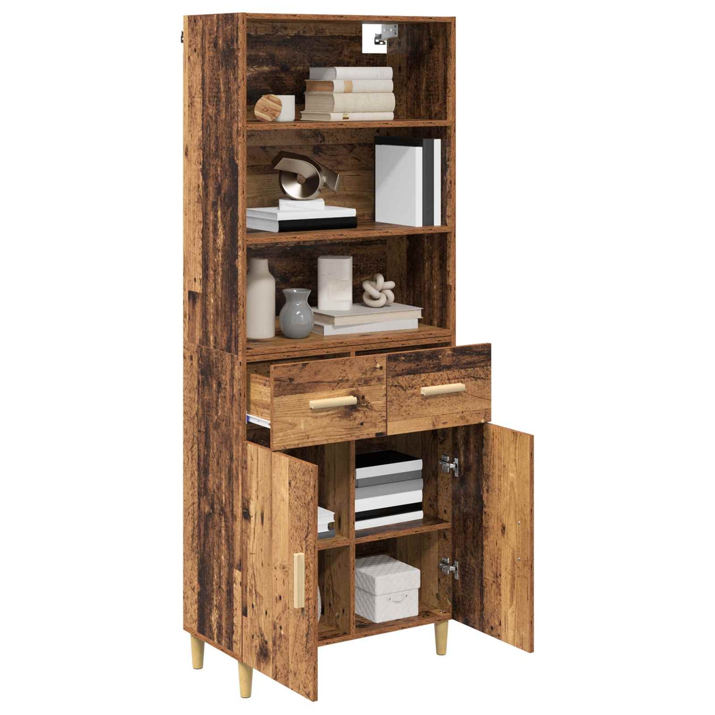 Hoge kast met lade Oud Hout 69,5 x 32,5 x 180 cm Bewerkt hout is nu te koop bij PeponiXL, paradijselijk wonen!
