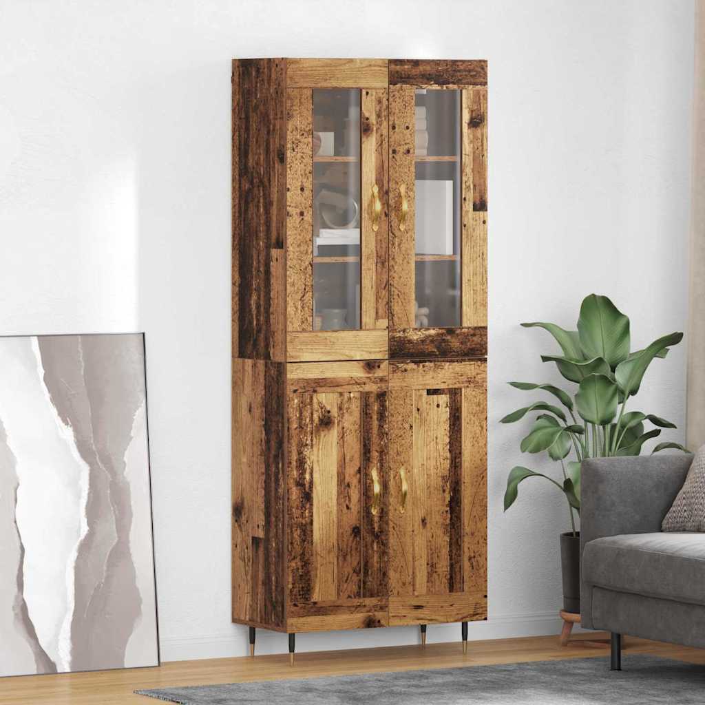 Hoge kast 2 pcs Oudhout Bewerkt hout is nu te koop bij PeponiXL, paradijselijk wonen!