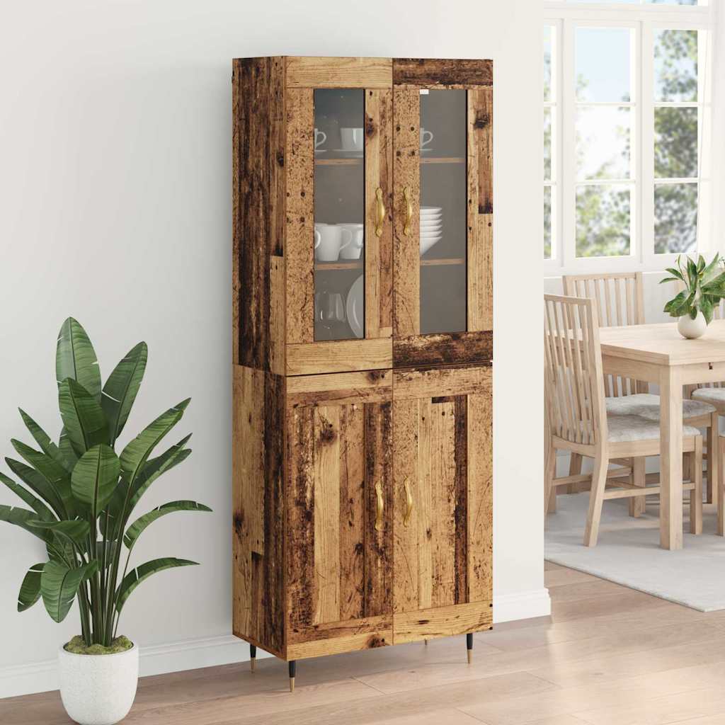 Hoge kast 2 pcs Oudhout Bewerkt hout is nu te koop bij PeponiXL, paradijselijk wonen!