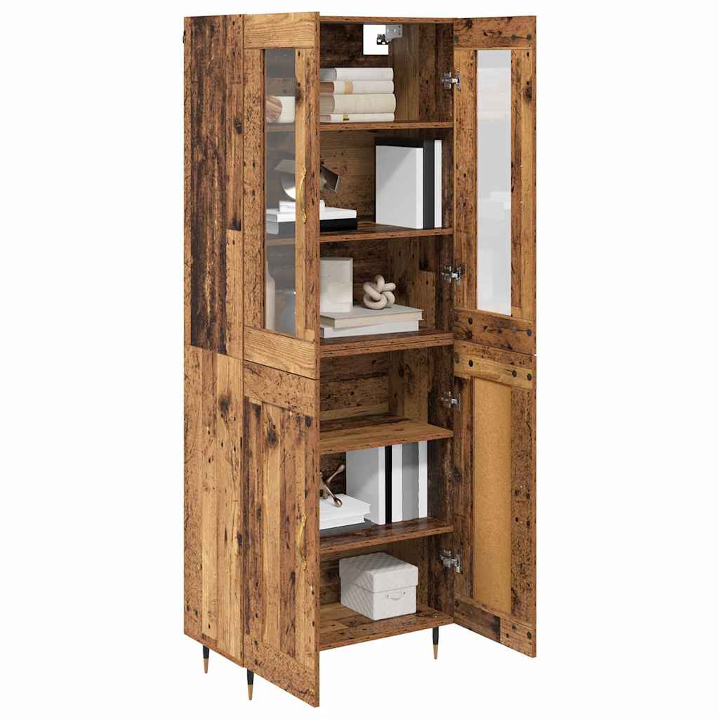 Hoge kast 2 pcs Oudhout Bewerkt hout is nu te koop bij PeponiXL, paradijselijk wonen!