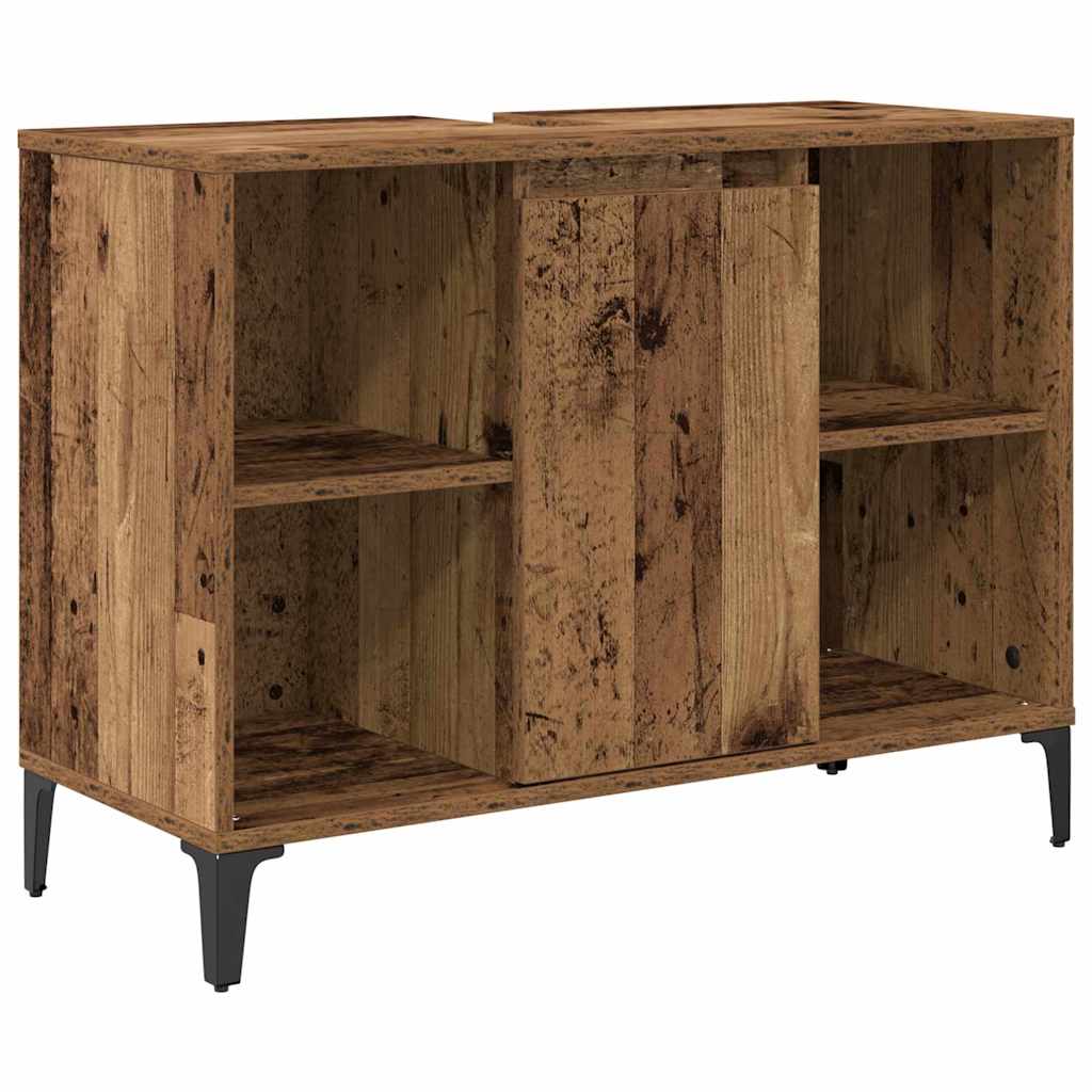 Badkamermeubelset met plank 3 pcs Oud hout Bewerkt hout is nu te koop bij PeponiXL, paradijselijk wonen!