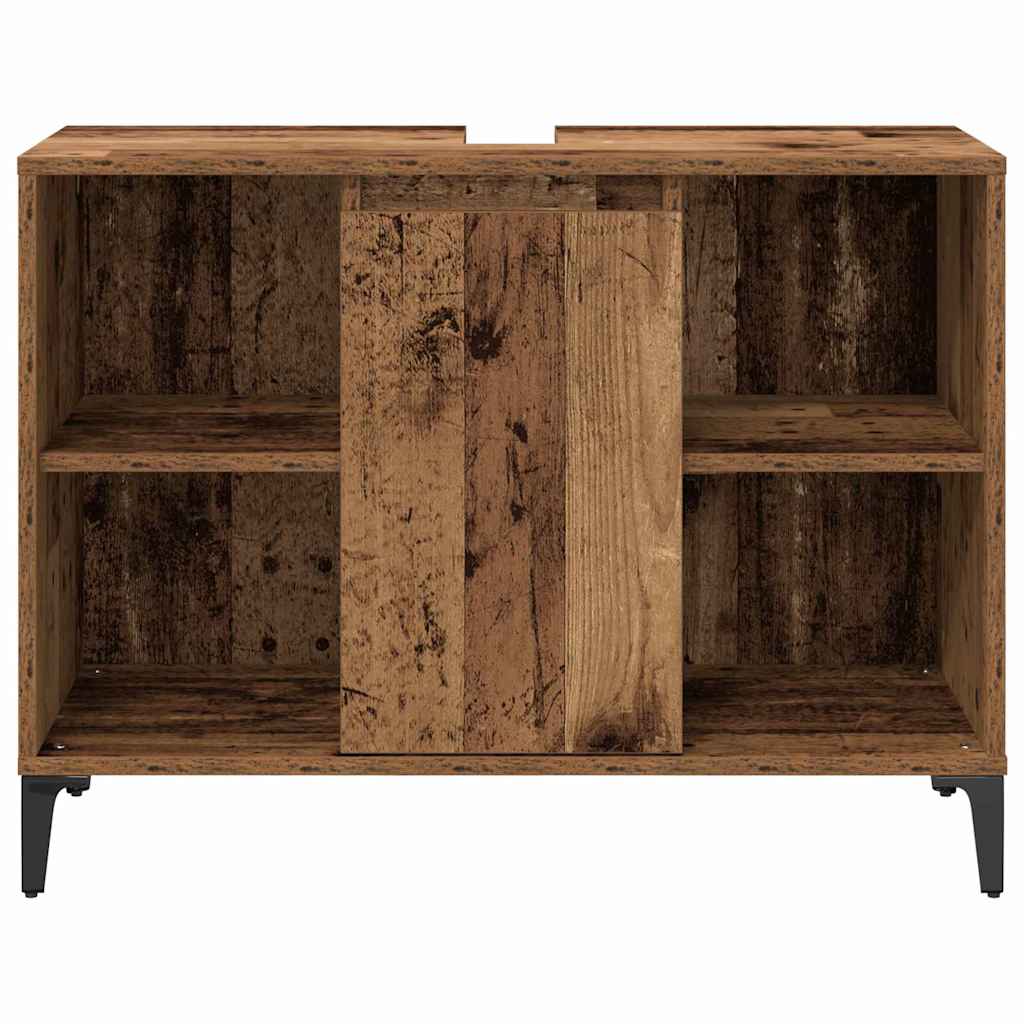 Badkamermeubelset met plank 3 pcs Oud hout Bewerkt hout is nu te koop bij PeponiXL, paradijselijk wonen!