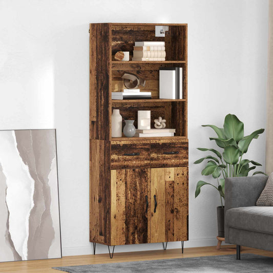 Hoge kast met lade 2 pcs Oudhout Bewerkt hout is nu te koop bij PeponiXL, paradijselijk wonen!