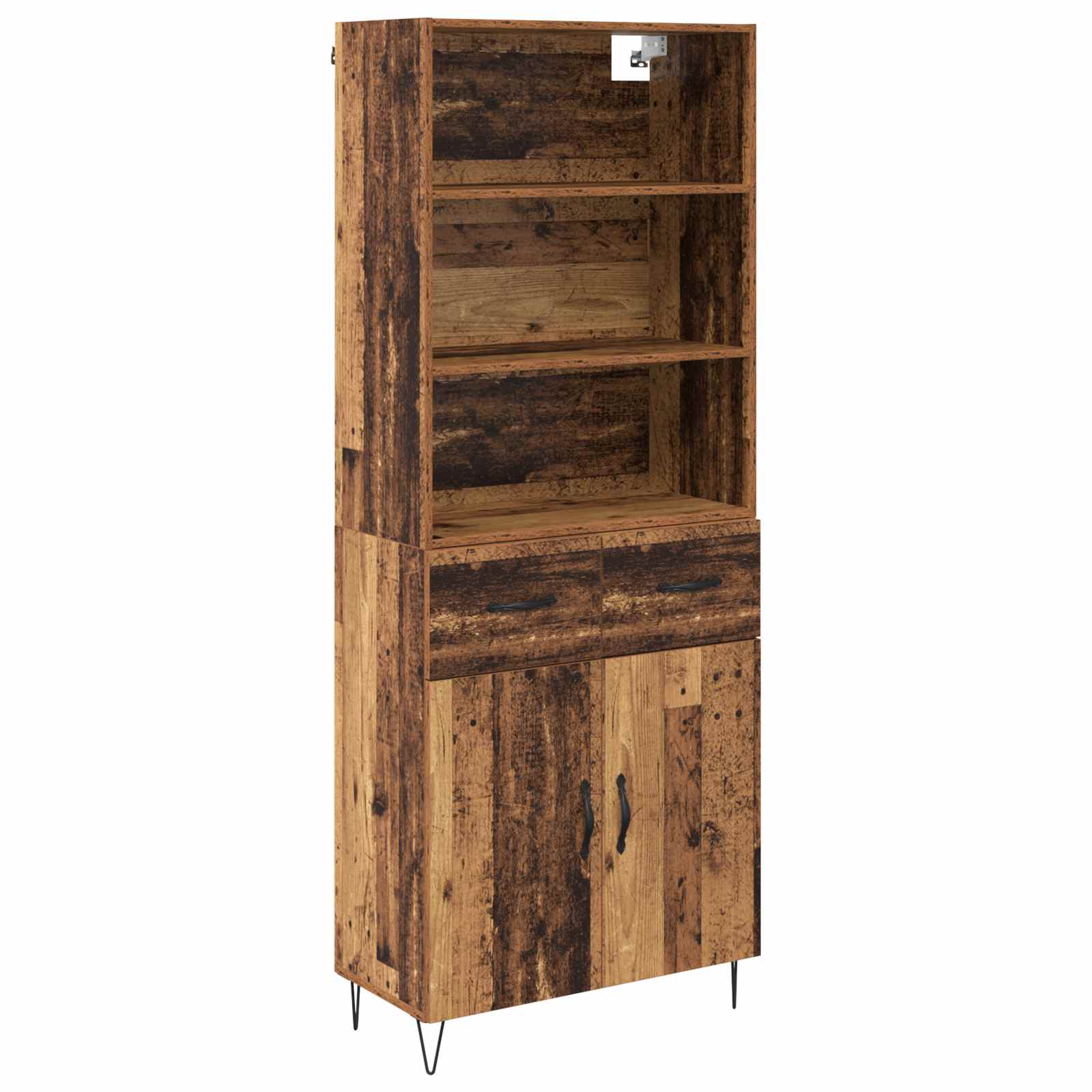 Hoge kast met lade 2 pcs Oudhout Bewerkt hout is nu te koop bij PeponiXL, paradijselijk wonen!