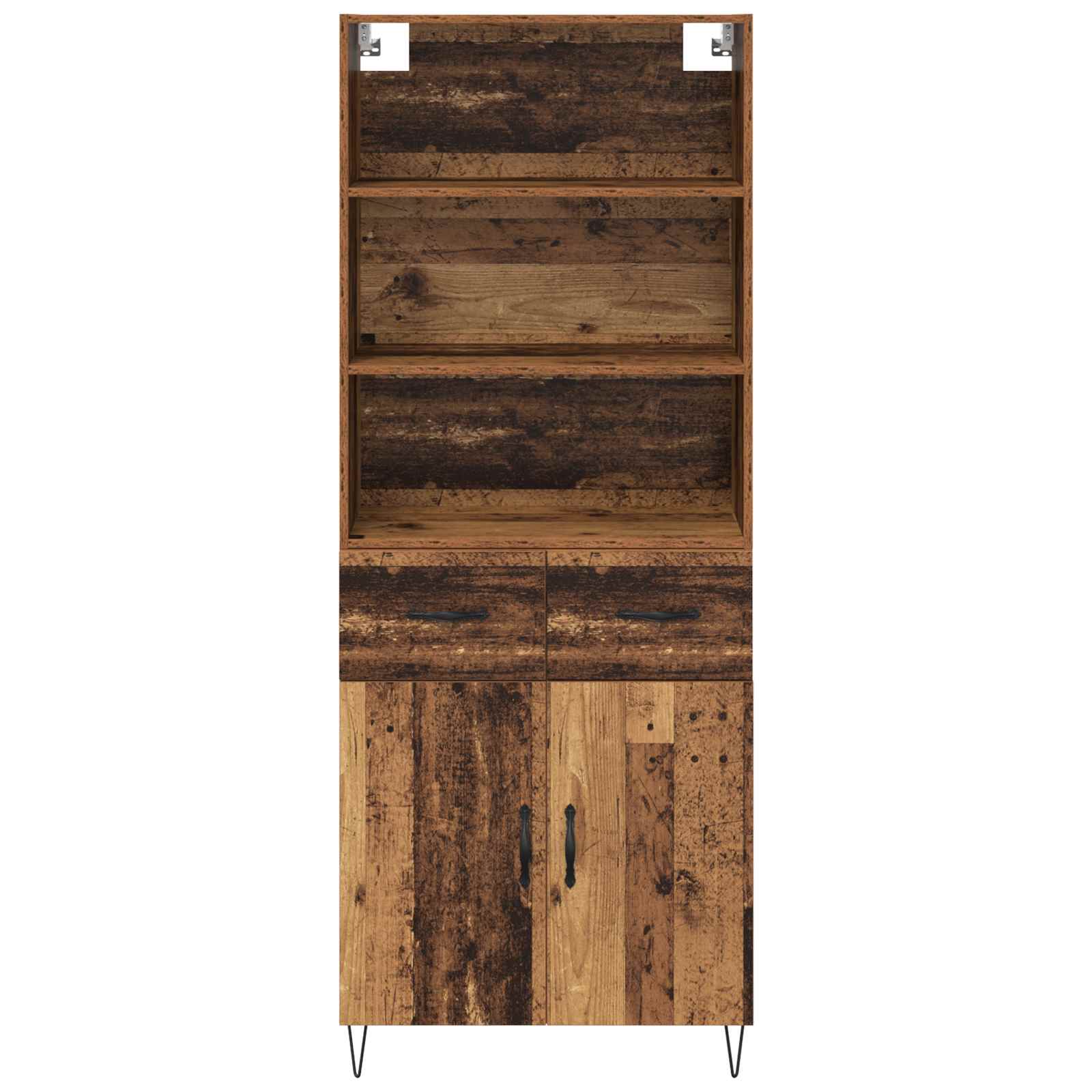 Hoge kast met lade 2 pcs Oudhout Bewerkt hout is nu te koop bij PeponiXL, paradijselijk wonen!