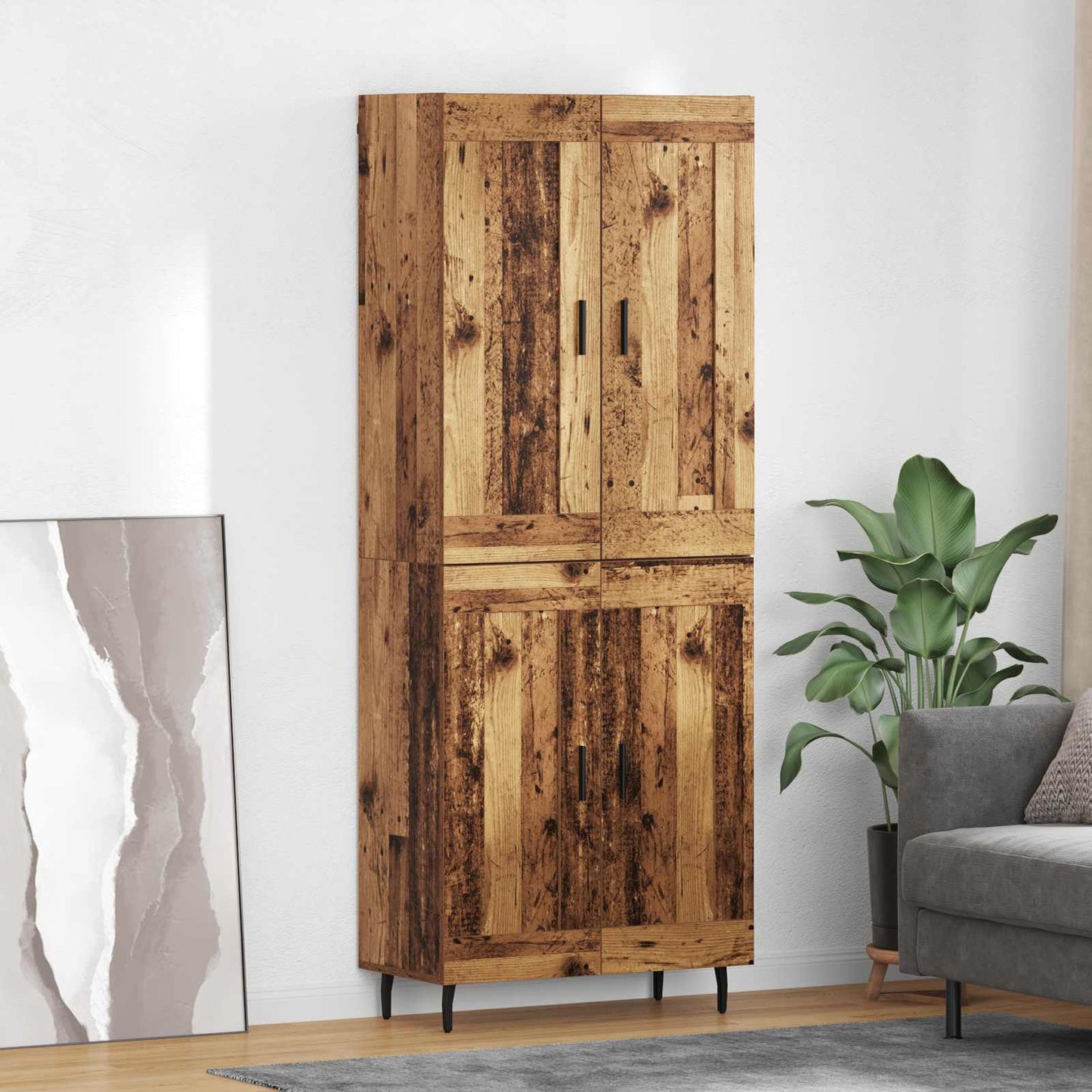 Hoge kast 2 pcs Oud Hout Bewerkt hout is nu te koop bij PeponiXL, paradijselijk wonen!