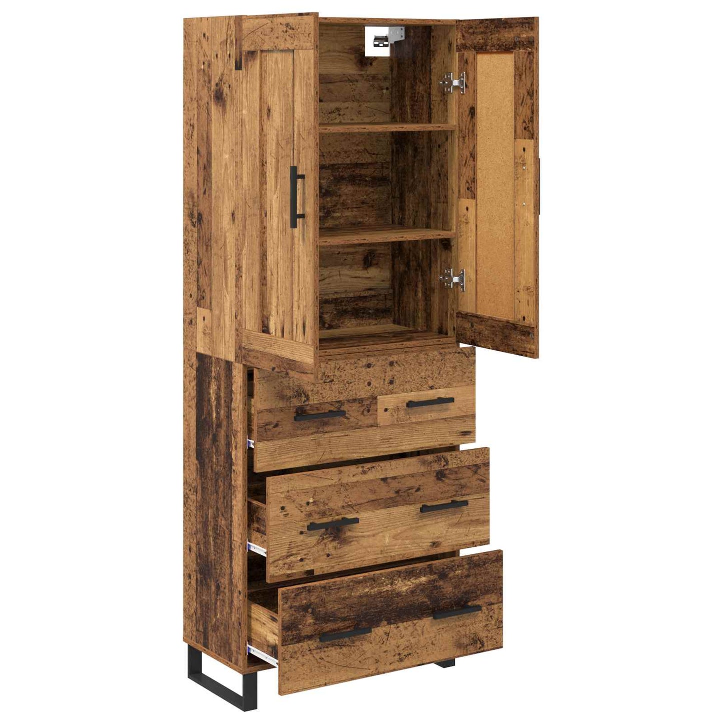 Hoge kast Oudhout 69,5 x 34 x 180 cm Bewerkt hout is nu te koop bij PeponiXL, paradijselijk wonen!