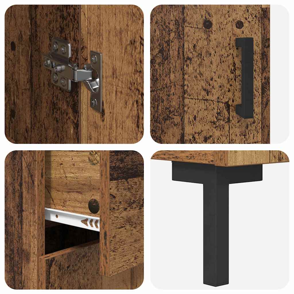 Hoge kast met lade 2 pcs Oudhout Bewerkt hout is nu te koop bij PeponiXL, paradijselijk wonen!