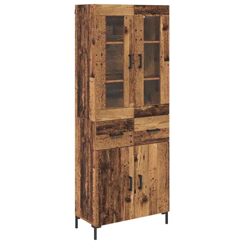Hoge kast met lade 2 pcs Oudhout Bewerkt hout is nu te koop bij PeponiXL, paradijselijk wonen!