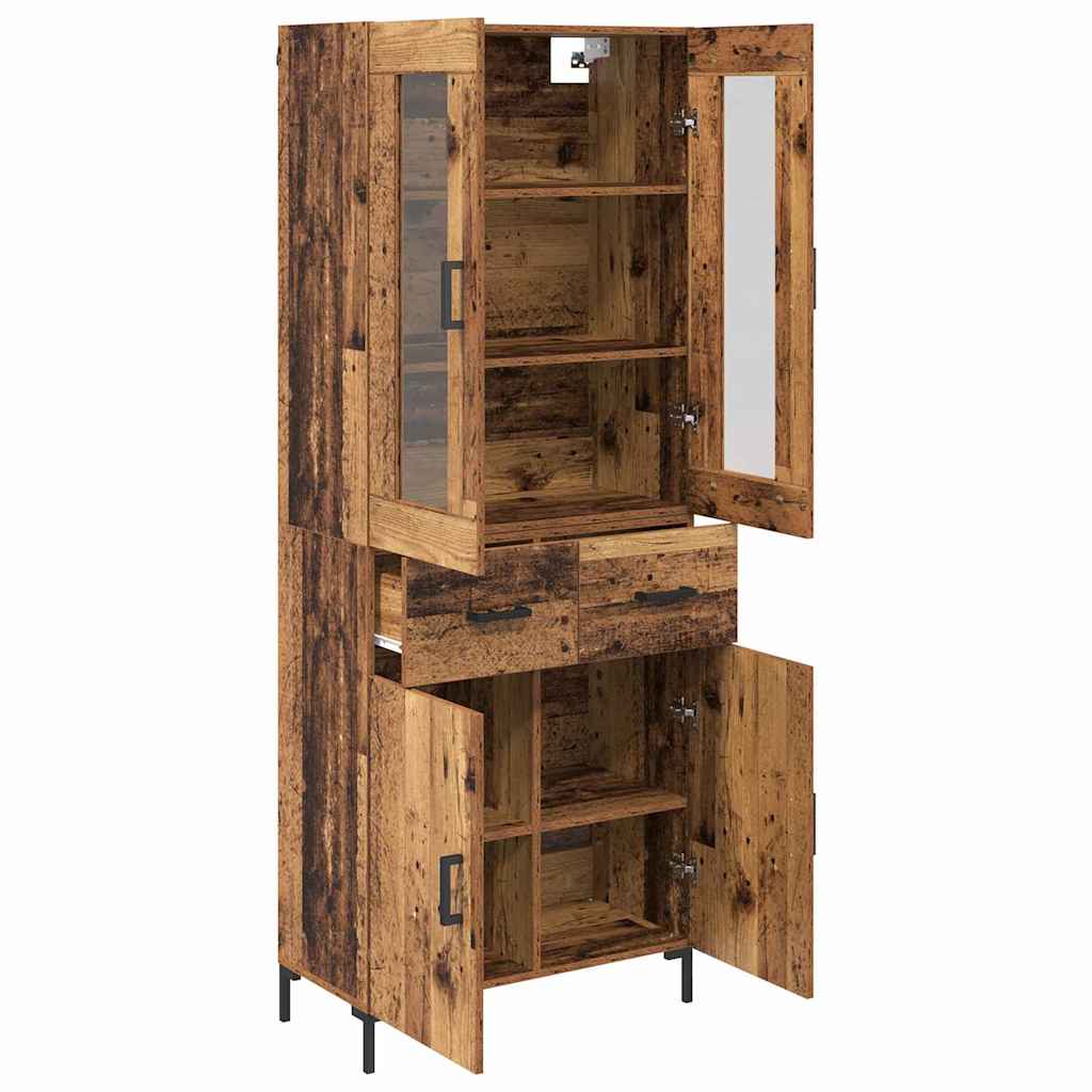 Hoge kast met lade 2 pcs Oudhout Bewerkt hout is nu te koop bij PeponiXL, paradijselijk wonen!