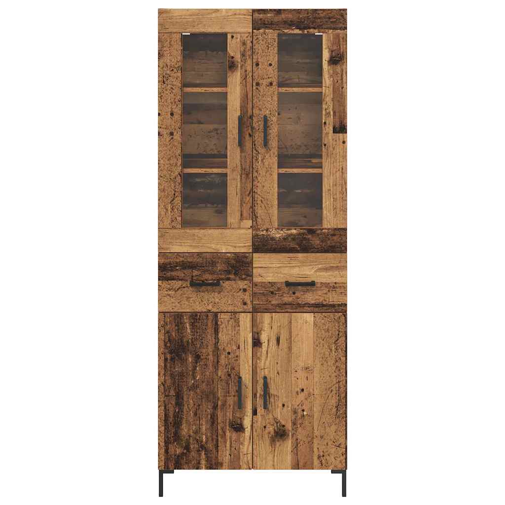 Hoge kast met lade 2 pcs Oudhout Bewerkt hout is nu te koop bij PeponiXL, paradijselijk wonen!