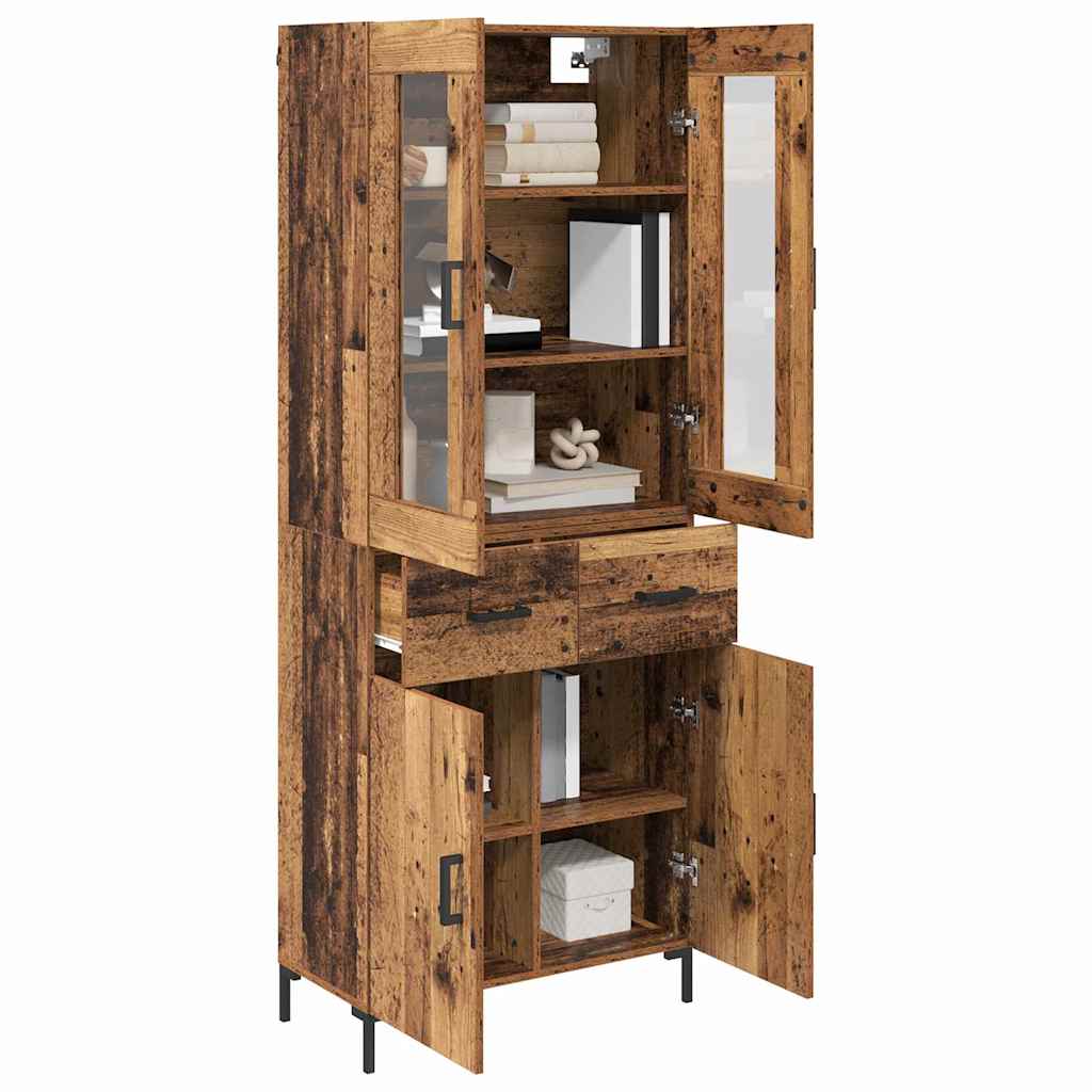 Hoge kast met lade 2 pcs Oudhout Bewerkt hout is nu te koop bij PeponiXL, paradijselijk wonen!