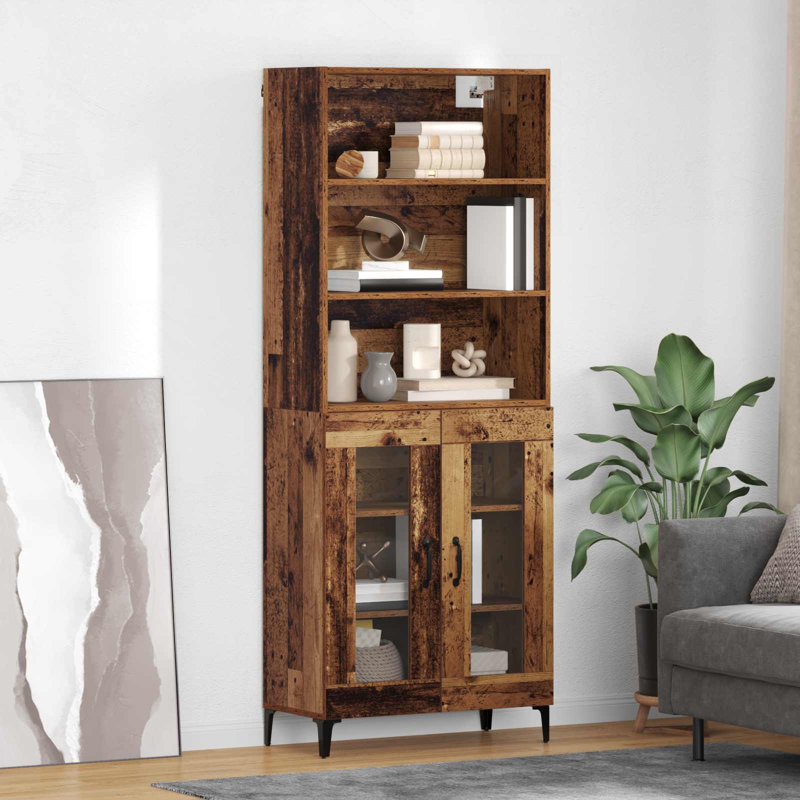 Hoge kast Oud Hout 69,5 x 34 x 180 cm Bewerkt hout is nu te koop bij PeponiXL, paradijselijk wonen!