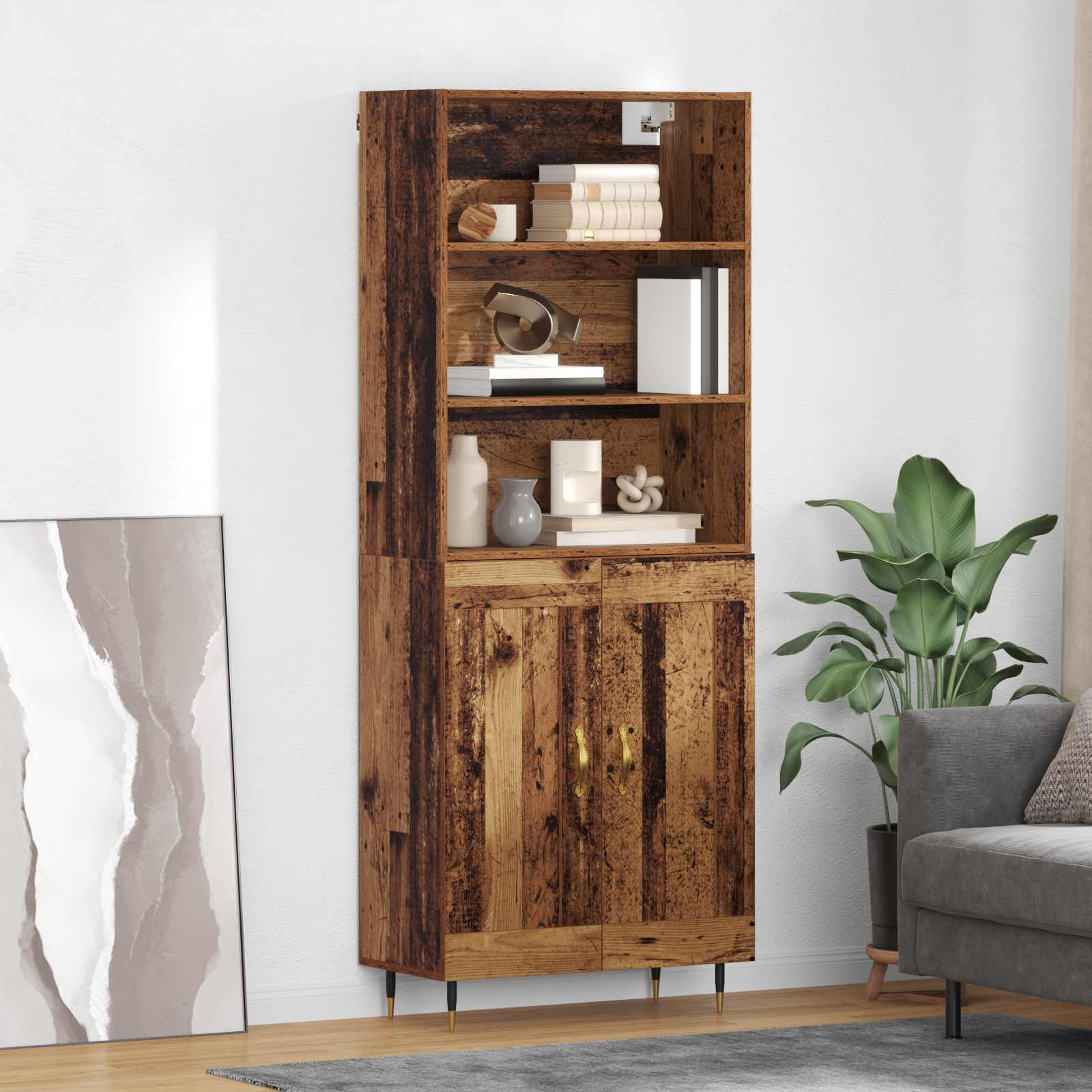Hoge kast Oud Hout 69,5 x 34 x 180 cm Bewerkt hout is nu te koop bij PeponiXL, paradijselijk wonen!