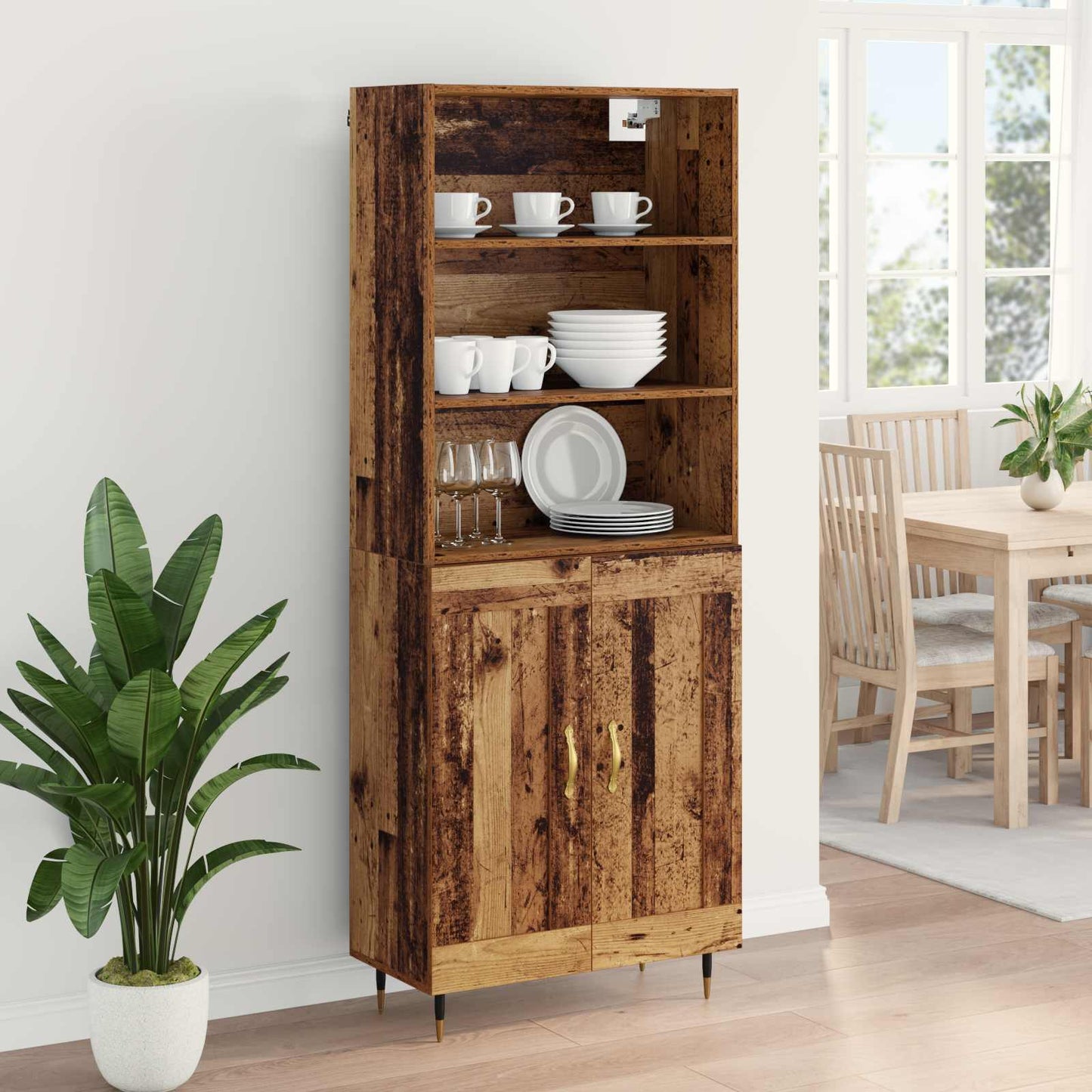Hoge kast Oud Hout 69,5 x 34 x 180 cm Bewerkt hout is nu te koop bij PeponiXL, paradijselijk wonen!