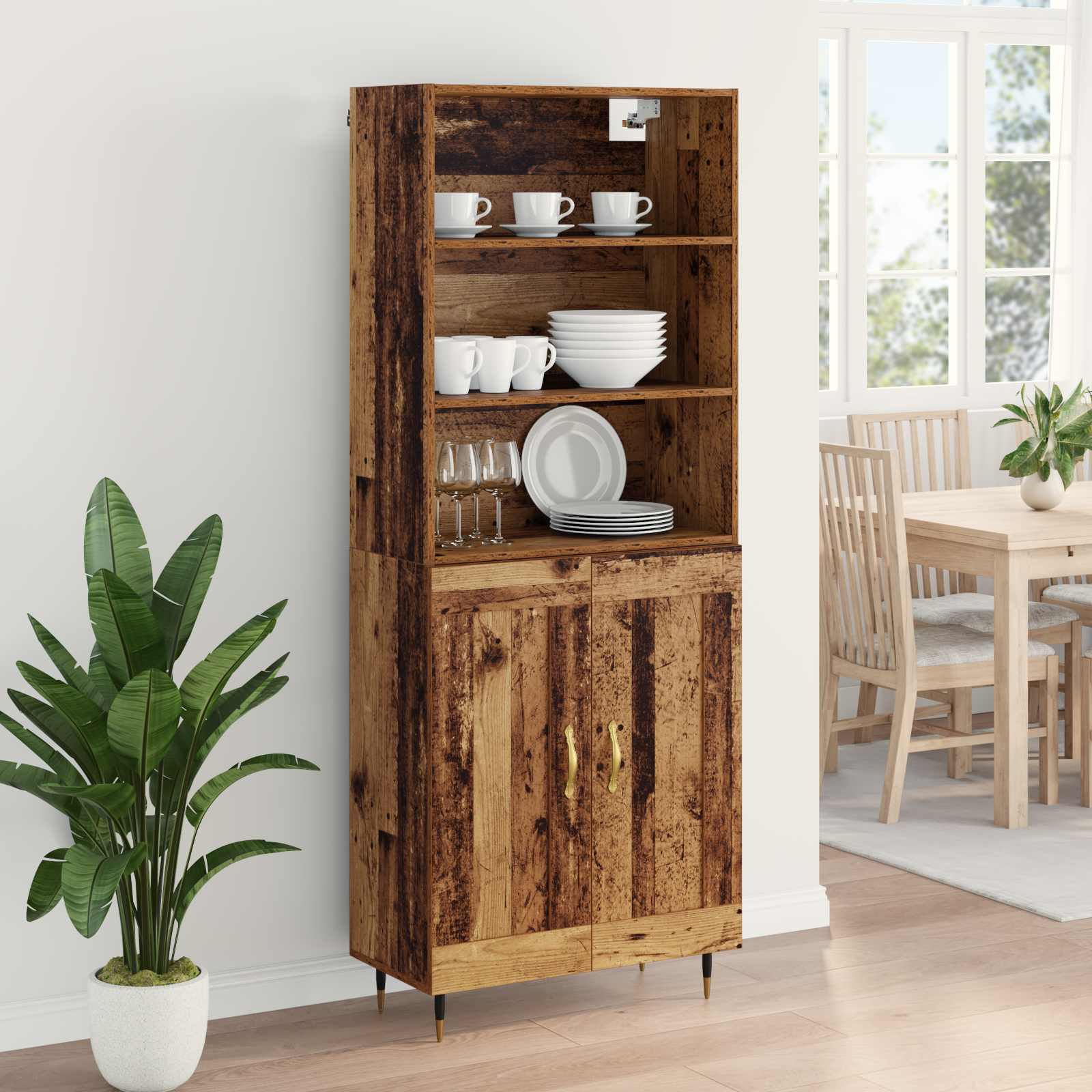 Hoge kast Oud Hout 69,5 x 34 x 180 cm Bewerkt hout is nu te koop bij PeponiXL, paradijselijk wonen!