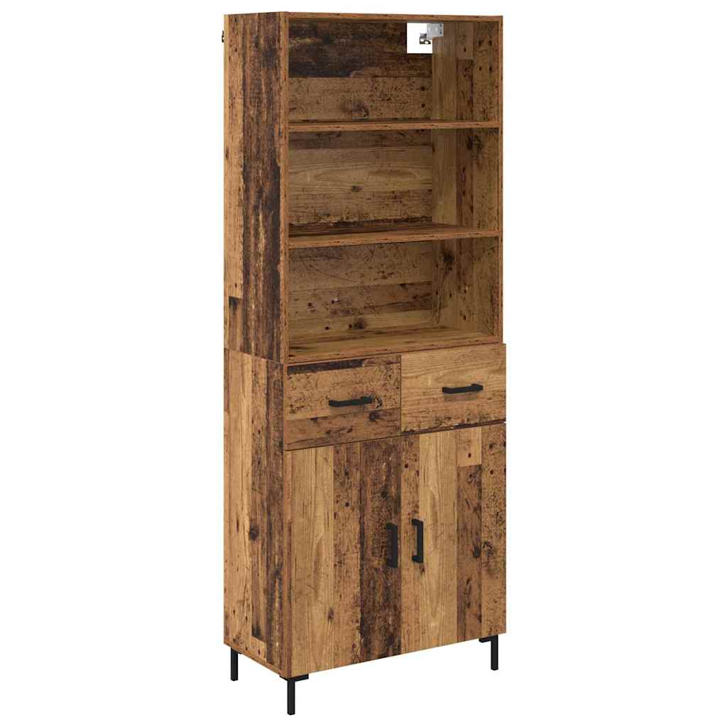 Hoge kast met lade Oudhout 69,5 x 34 x 180 cm Bewerkt hout is nu te koop bij PeponiXL, paradijselijk wonen!