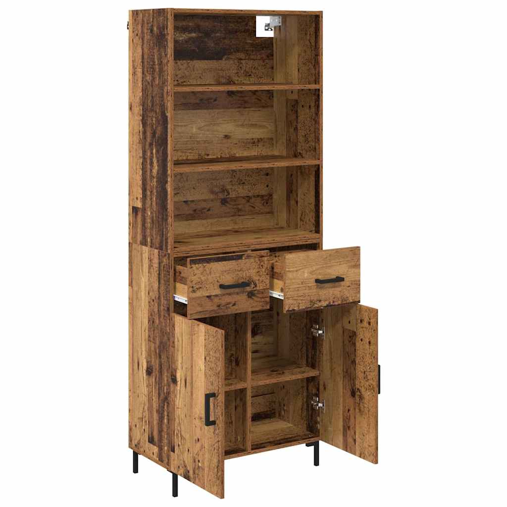 Hoge kast met lade Oudhout 69,5 x 34 x 180 cm Bewerkt hout is nu te koop bij PeponiXL, paradijselijk wonen!