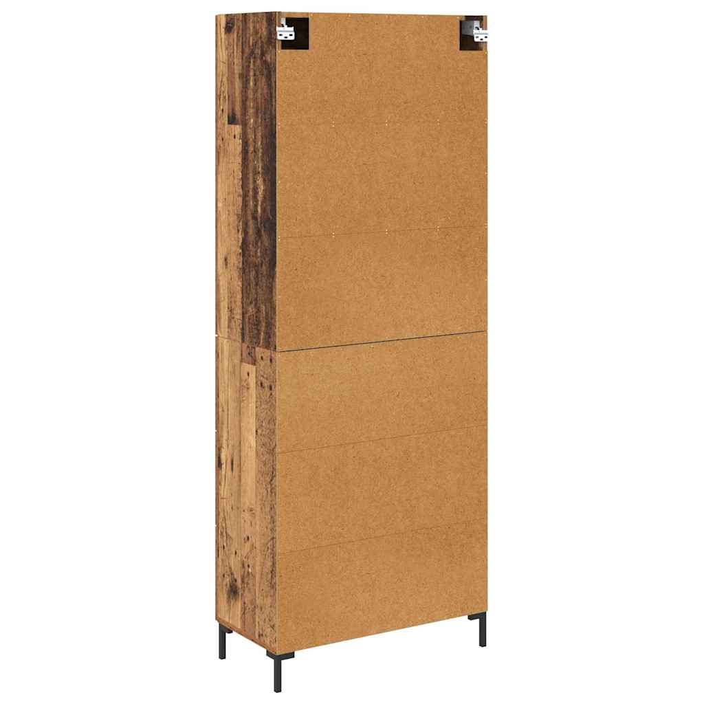 Hoge kast met lade Oudhout 69,5 x 34 x 180 cm Bewerkt hout is nu te koop bij PeponiXL, paradijselijk wonen!