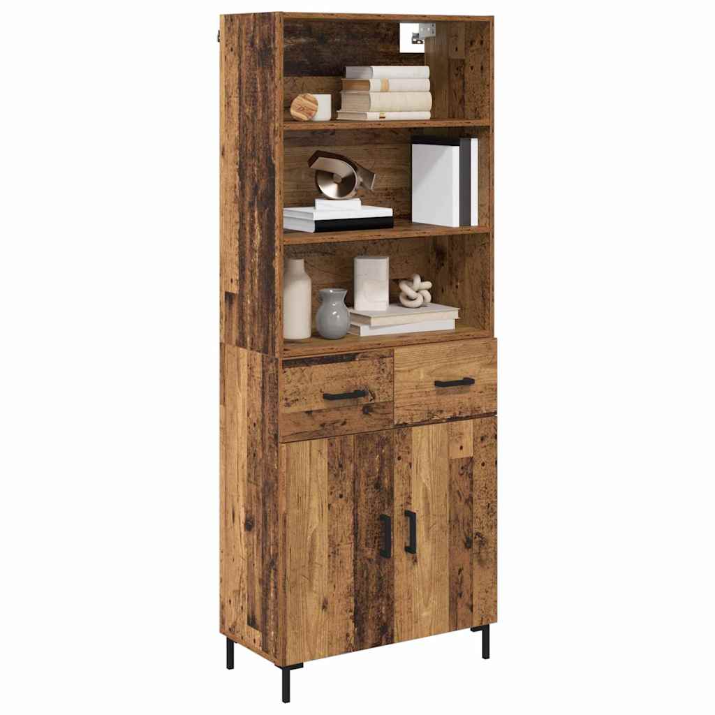 Hoge kast met lade Oudhout 69,5 x 34 x 180 cm Bewerkt hout is nu te koop bij PeponiXL, paradijselijk wonen!