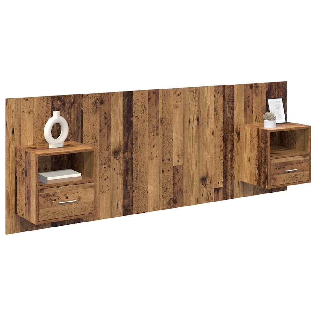 Hoofdbord Met Kast met lade 3 pcs Oud Hout Bewerkt hout is nu te koop bij PeponiXL, paradijselijk wonen!