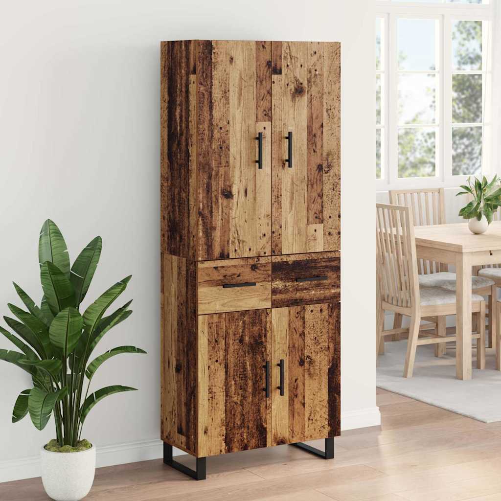 Hoge kast met lade 2 pcs Oud Hout 69,5 x 34 x 180 cm is nu te koop bij PeponiXL, paradijselijk wonen!