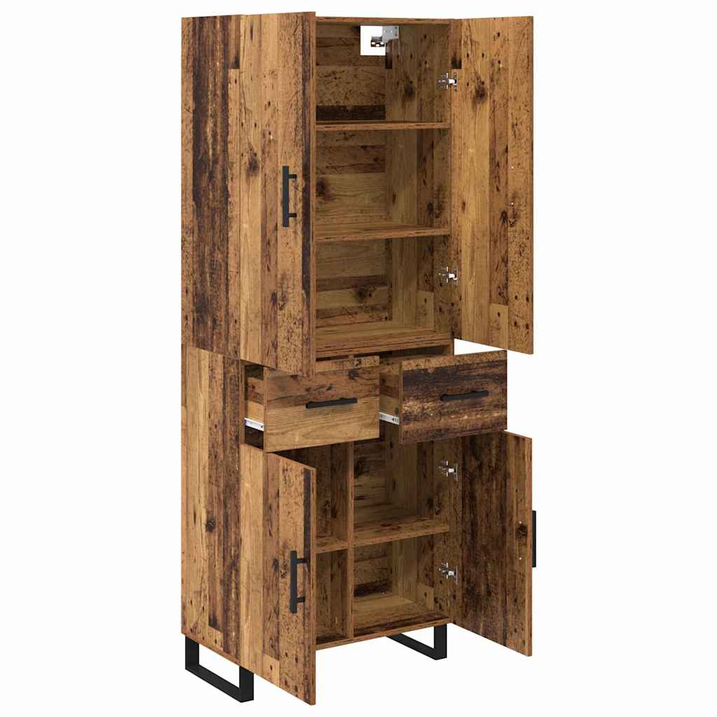 Hoge kast met lade 2 pcs Oud Hout 69,5 x 34 x 180 cm is nu te koop bij PeponiXL, paradijselijk wonen!