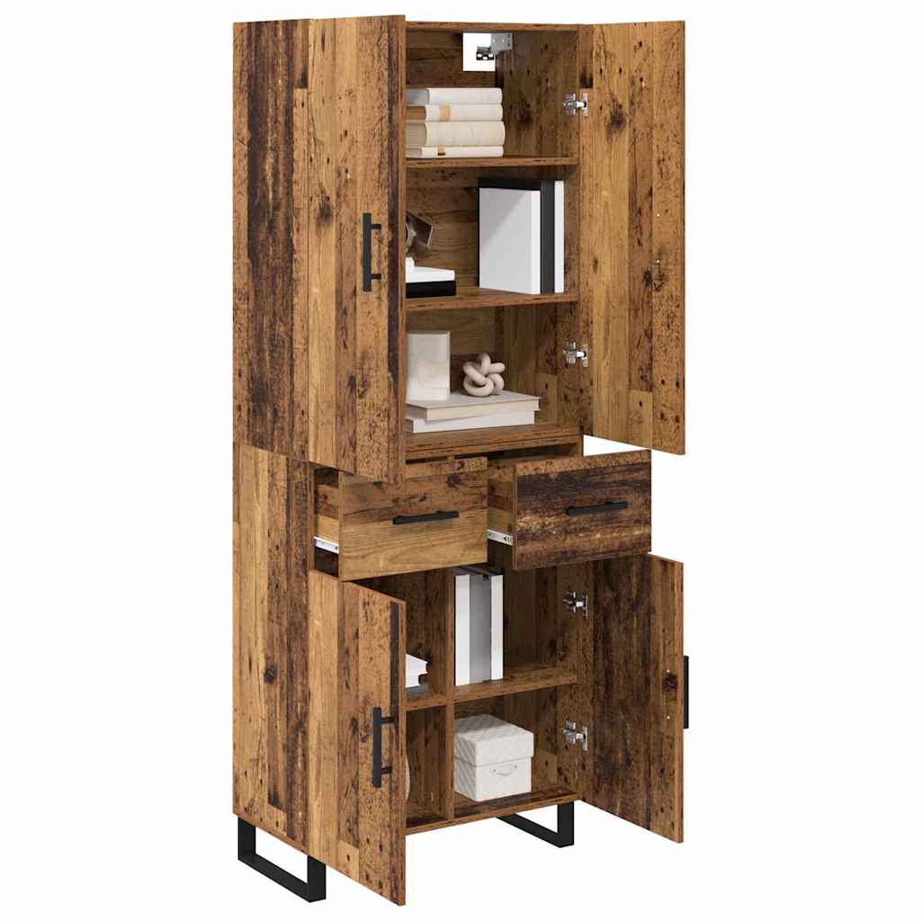 Hoge kast met lade 2 pcs Oud Hout 69,5 x 34 x 180 cm is nu te koop bij PeponiXL, paradijselijk wonen!