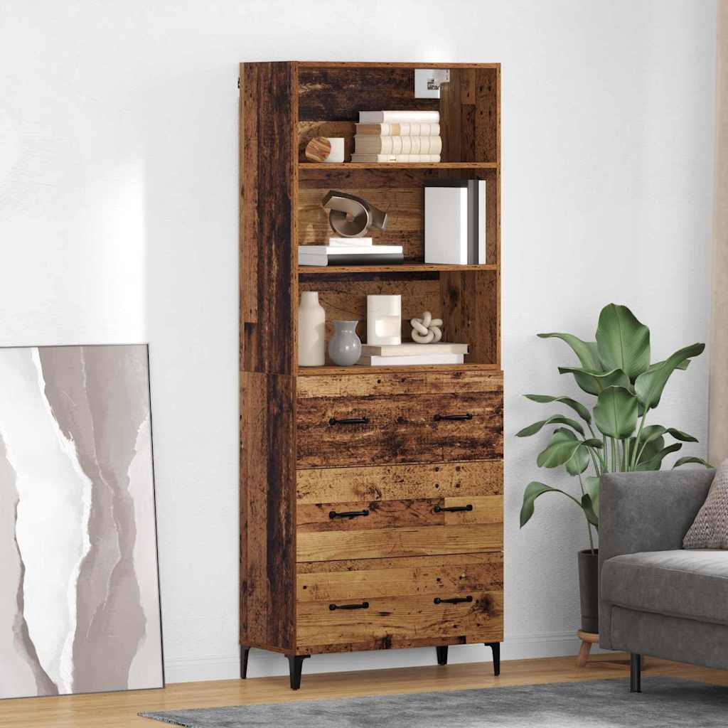 Hoge kast met lade Oud Hout 69,5 x 34 x 180 cm Bewerkt hout is nu te koop bij PeponiXL, paradijselijk wonen!