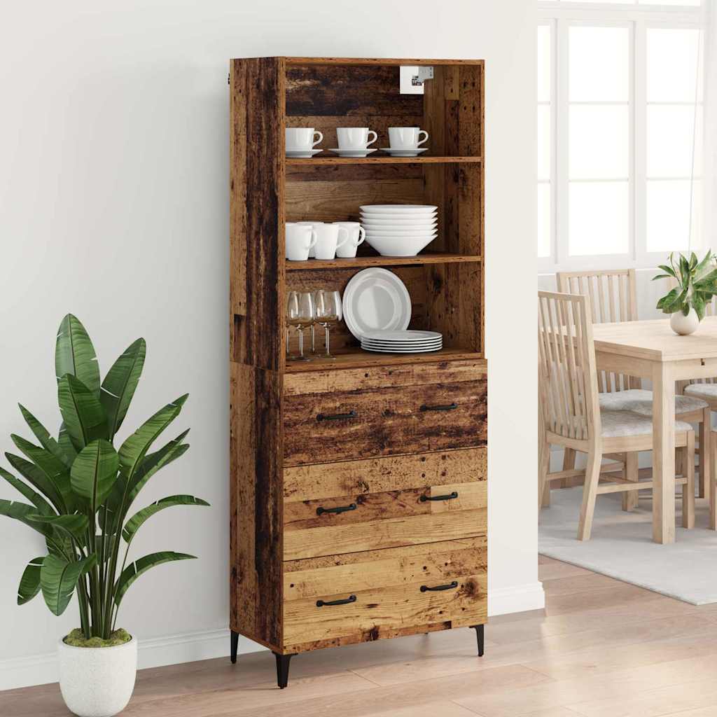 Hoge kast met lade Oud Hout 69,5 x 34 x 180 cm Bewerkt hout is nu te koop bij PeponiXL, paradijselijk wonen!