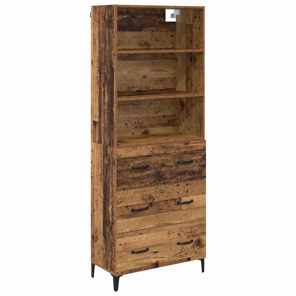 Hoge kast met lade Oud Hout 69,5 x 34 x 180 cm Bewerkt hout is nu te koop bij PeponiXL, paradijselijk wonen!