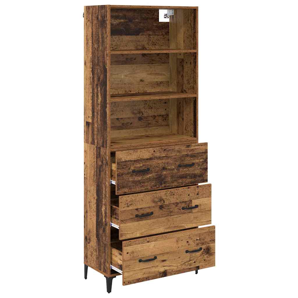 Hoge kast met lade Oud Hout 69,5 x 34 x 180 cm Bewerkt hout is nu te koop bij PeponiXL, paradijselijk wonen!