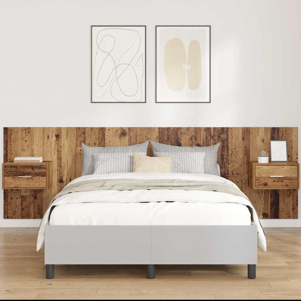 Hoofdbord Met Kast met lade 3 pcs Oud Hout Bewerkt hout is nu te koop bij PeponiXL, paradijselijk wonen!