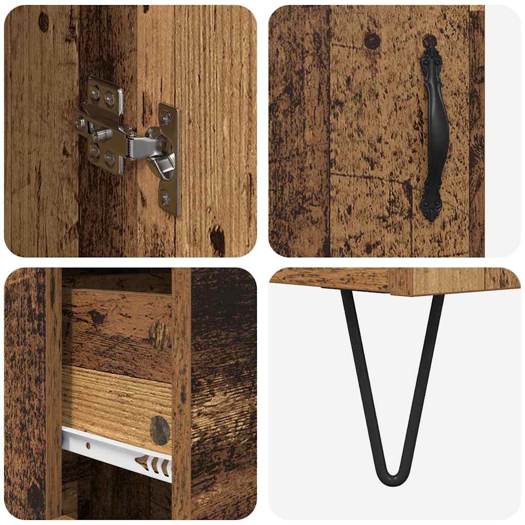 Hoge kast met lade 2 pcs Oudhout Geëngineerd hout en glas is nu te koop bij PeponiXL, paradijselijk wonen!