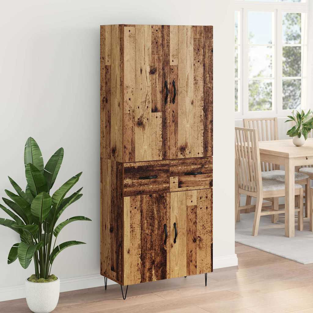 Hoge kast met lade 2 pcs Oudhout Geëngineerd hout en glas is nu te koop bij PeponiXL, paradijselijk wonen!