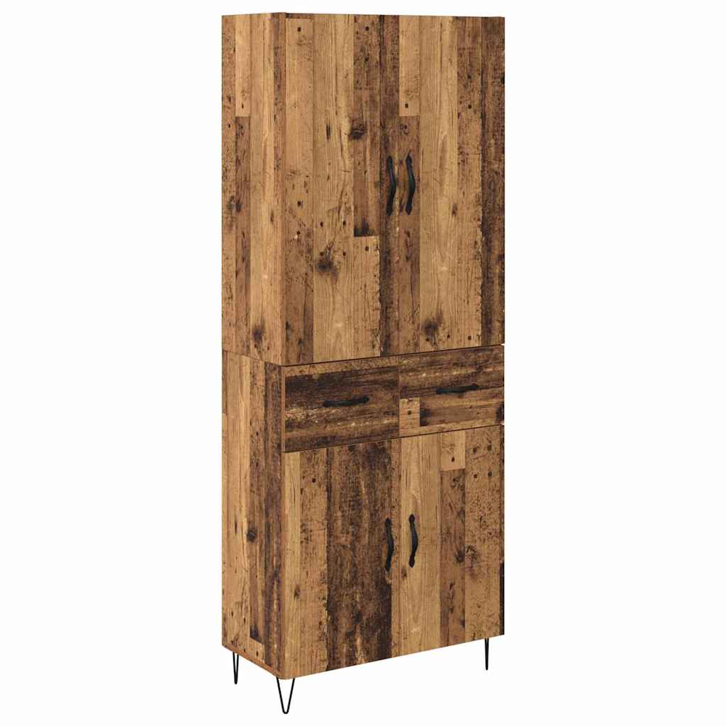 Hoge kast met lade 2 pcs Oudhout Geëngineerd hout en glas is nu te koop bij PeponiXL, paradijselijk wonen!