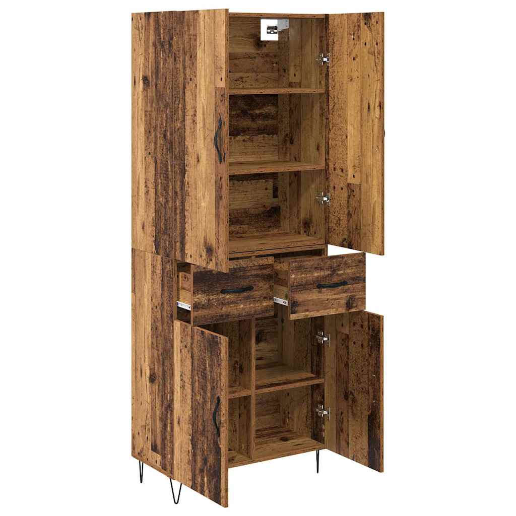 Hoge kast met lade 2 pcs Oudhout Geëngineerd hout en glas is nu te koop bij PeponiXL, paradijselijk wonen!