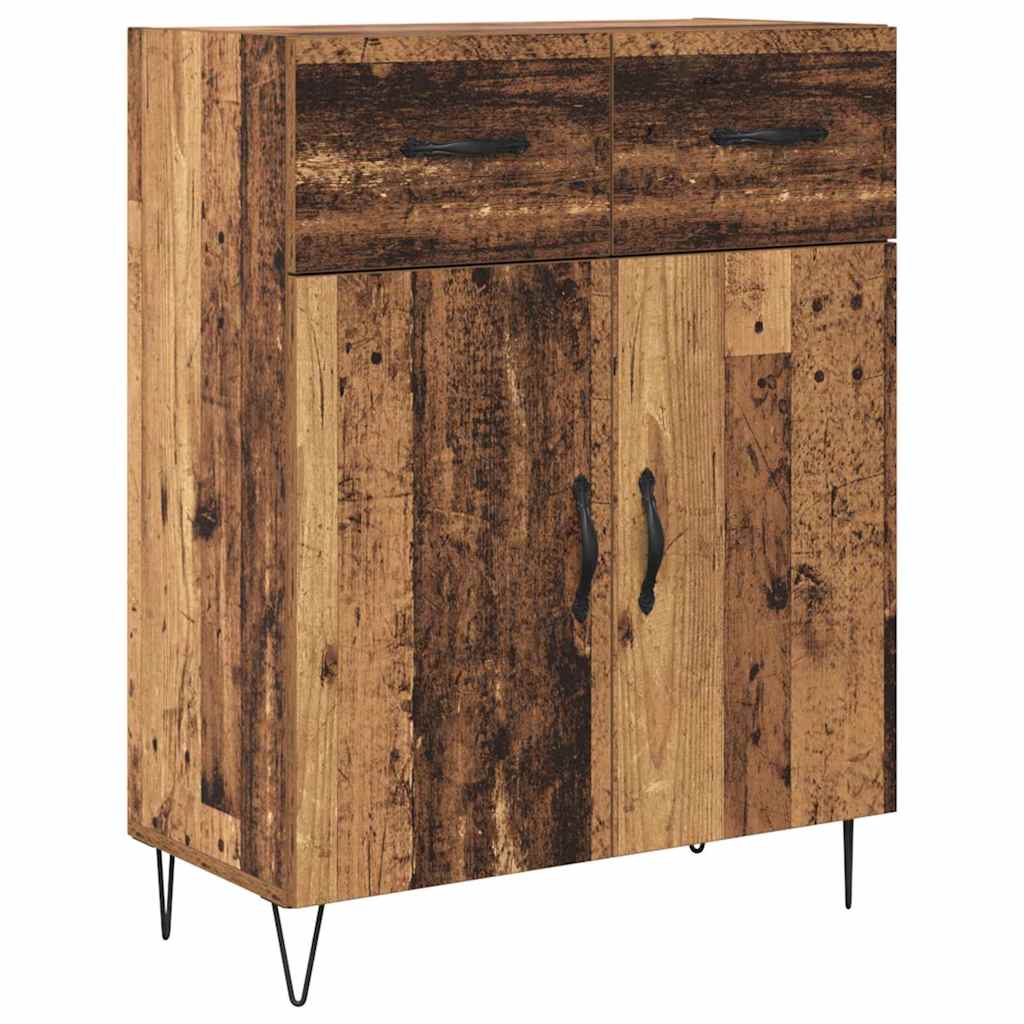 Hoge kast met lade 2 pcs Oudhout Geëngineerd hout en glas is nu te koop bij PeponiXL, paradijselijk wonen!